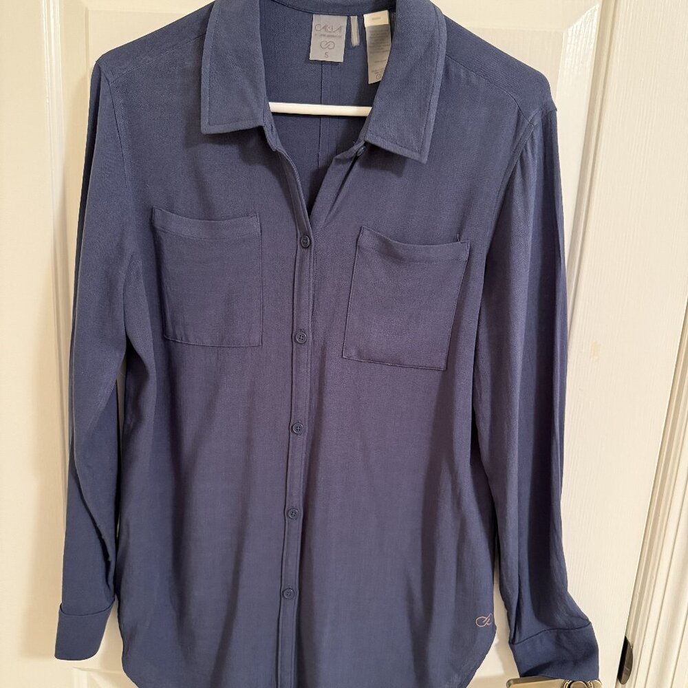 Calia dusty blue long sleeve shirt, size small ladies